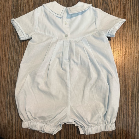Sarah Louise England light blue hand embroidered romper bubble onesie size 6M - Picture 4 of 5